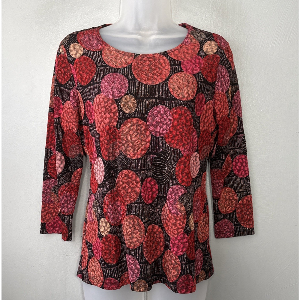 Easy Care Floral Stretch Top Size Small Artsy Whimsigoth Y2K Travel Dopamine